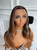 Auburn Brown Mixed Lace Wig Realistic Heat Friendly Synthetic Wig