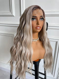 Long Balayage Blonde Platinum Blonde Highlights Straight Wig