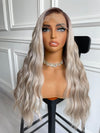 Long Balayage Blonde Platinum Blonde Highlights Straight Wig