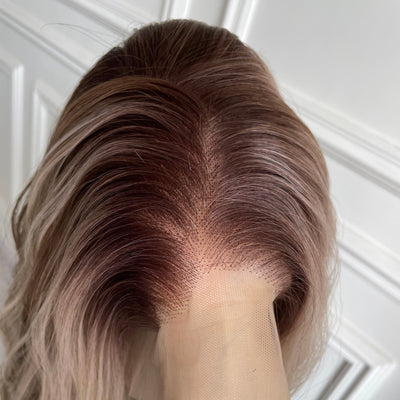 Long Balayage Blonde Platinum Blonde Highlights Straight Wig