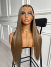 Brunette Brown Lace Wig Elegant Straight Wig