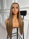 Brunette Brown Lace Wig Elegant Straight Wig