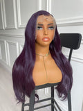 Dark Purple Wig Long Straight Synthetic Hair Wig