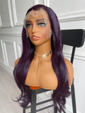 Dark Purple Wig Long Straight Synthetic Hair Wig