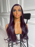 Dark Purple Wig Long Straight Synthetic Hair Wig