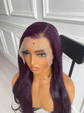 Dark Purple Wig Long Straight Synthetic Hair Wig