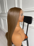 Brunette Brown Lace Wig Elegant Straight Wig