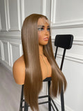 Brunette Brown Lace Wig Elegant Straight Wig