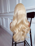 613 Blonde Lace Wig Elegant Wavy Wig Heat Friendly Synthetic Wigs