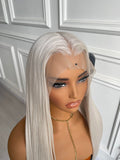 Ice White Straight Lace Wig Heat Resistant Synthetic Wig