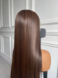 Straight Mixed Dark Brown Human Hair Wig 13x6 Lace Wig