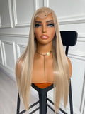 Ash Blonde Straight Lace Wig Heat Resistant Synthetic Wig