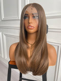 Styled Brown Straight Hair Lace Wig Synthetic Wig