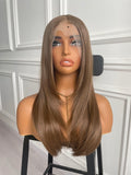 Styled Brown Straight Hair Lace Wig Synthetic Wig