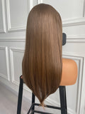 Styled Brown Straight Hair Lace Wig Synthetic Wig