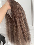 Curly Brown with Highlight 13X4 Lace Wig Synthetic