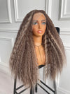 Curly Brown with Highlight 13X4 Lace Wig Synthetic