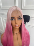 Girly Pink Ombre Color 13X4 Large Part Lace Front Wig Synthetic Wig