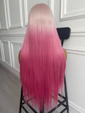 Girly Pink Ombre Color 13X4 Large Part Lace Front Wig Synthetic Wig