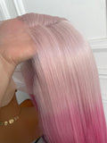 Girly Pink Ombre Color 13X4 Large Part Lace Front Wig Synthetic Wig