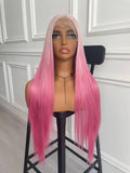 Girly Pink Ombre Color 13X4 Large Part Lace Front Wig Synthetic Wig