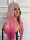 Girly Pink Ombre Color 13X4 Large Part Lace Front Wig Synthetic Wig