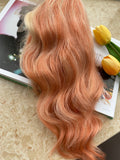 Blonde Orange Highlight Human Hair Lace Front Wig