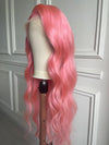 Pink Wavy Lace Front Wig Human Hair