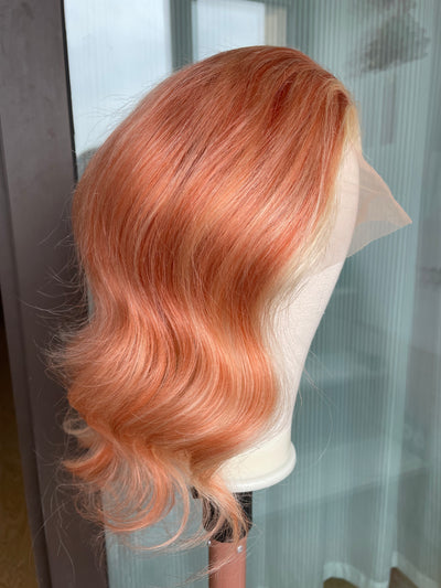 Blonde Orange Highlight Human Hair Lace Front Wig