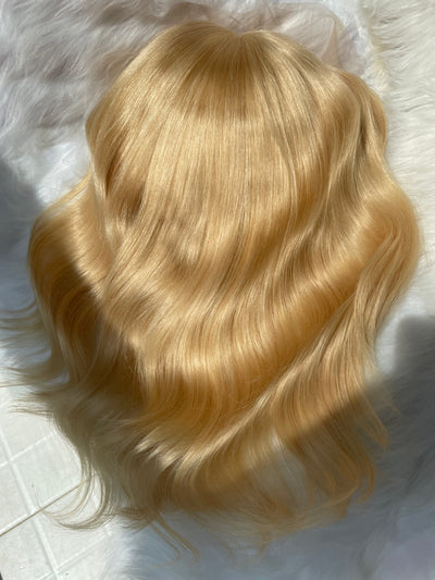 Blonde Short Wavy Lace Front Wig Human Hair