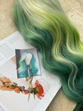 Green Highlights Wavy Lace Front Wig Human Hair