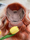 Blonde Orange Highlight Human Hair Lace Front Wig