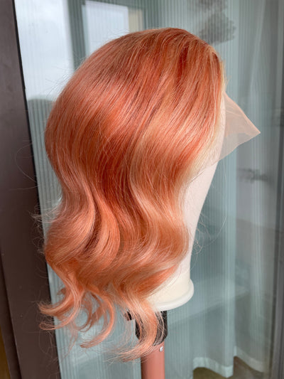 Blonde Orange Highlight Human Hair Lace Front Wig