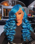 Royal Blue Loose Wave Lace Front Wig Human Hair