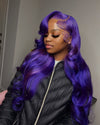 Dark Grape Color Wave Lace Front Wig Human Hair Wig