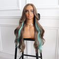 Blue and Brown Wavy Wigs Cosplay Wigs Synthetic Costume Wigs