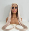 NHA White Blonde Long Straight Lace Front Wig