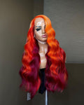 Red Fire Color Ombre Lace Front Wig Human Hair Wig