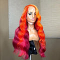 Red Fire Color Ombre Lace Front Wig Human Hair Wig