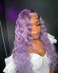 Purple Curly Lace Front Wig Human Hair Wig