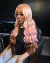 Pink Ombre Wavy Ombre Lace Front Wig Human Hair Wig