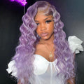 Purple Curly Lace Front Wig Human Hair Wig