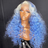 Ocean Blue Loose Curly Lace Front Wig Human Hair Wig