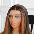 Auburn Brown Mixed Lace Wig Realistic Heat Friendly Synthetic Wig