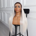 Ombre Straight Ice White Lace Wig/Premium Synthetic Wig