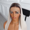 Ombre Straight Ice White Lace Wig/Premium Synthetic Wig