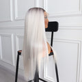 Ombre Straight Ice White Lace Wig/Premium Synthetic Wig