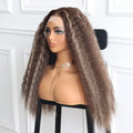 Curly Brown with Highlight 13X4 Lace Wig Synthetic