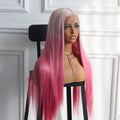 Girly Pink Ombre Color 13X4 Large Part Lace Front Wig Synthetic Wig