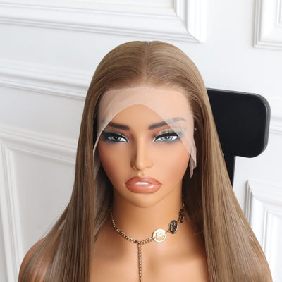 Brunette Brown Lace Wig Elegant Straight Wig